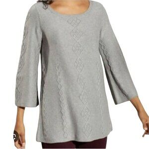 Soft Surroundings Reza CableKnit Cashmere Silk Cotton Tunic Sweater Size XL